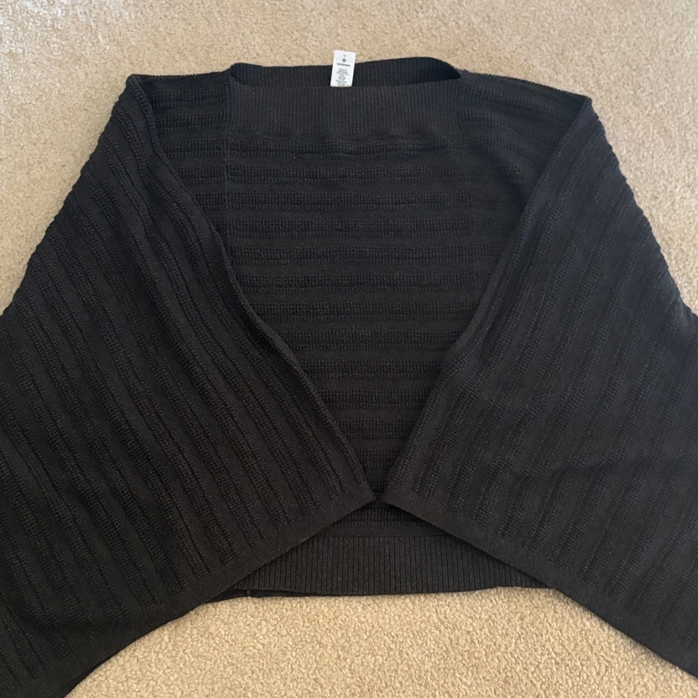 Women's Black Ribbed Open-Front Shrug